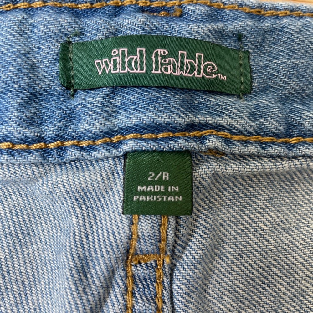 Wild Fable Womens Mid-Rise Baggy Cargo Jeans Blue Denim Size 2R Wide Leg Utility - Picture 6 of 14